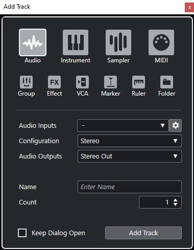 Create a new audio track