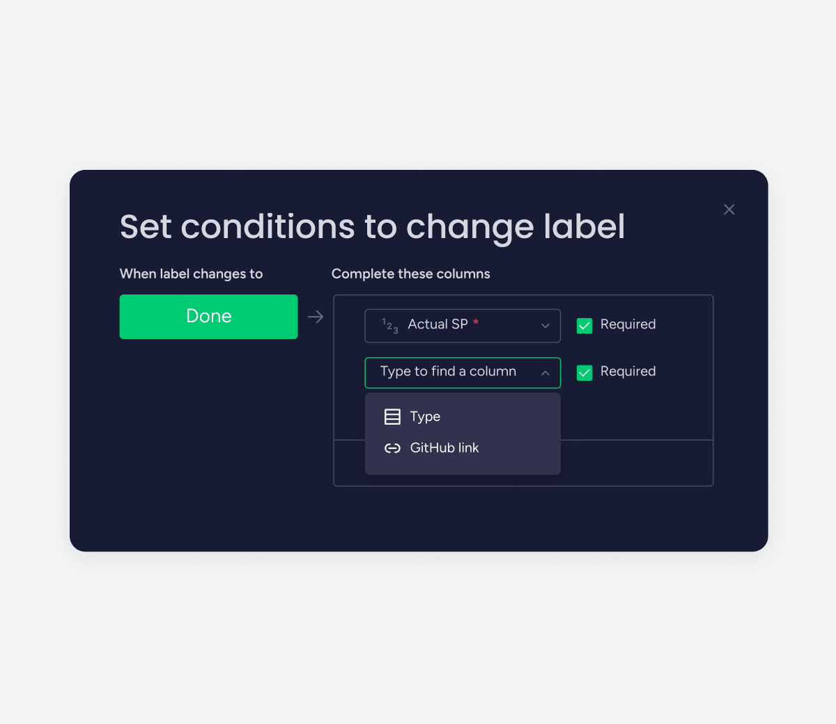 Label change conditions