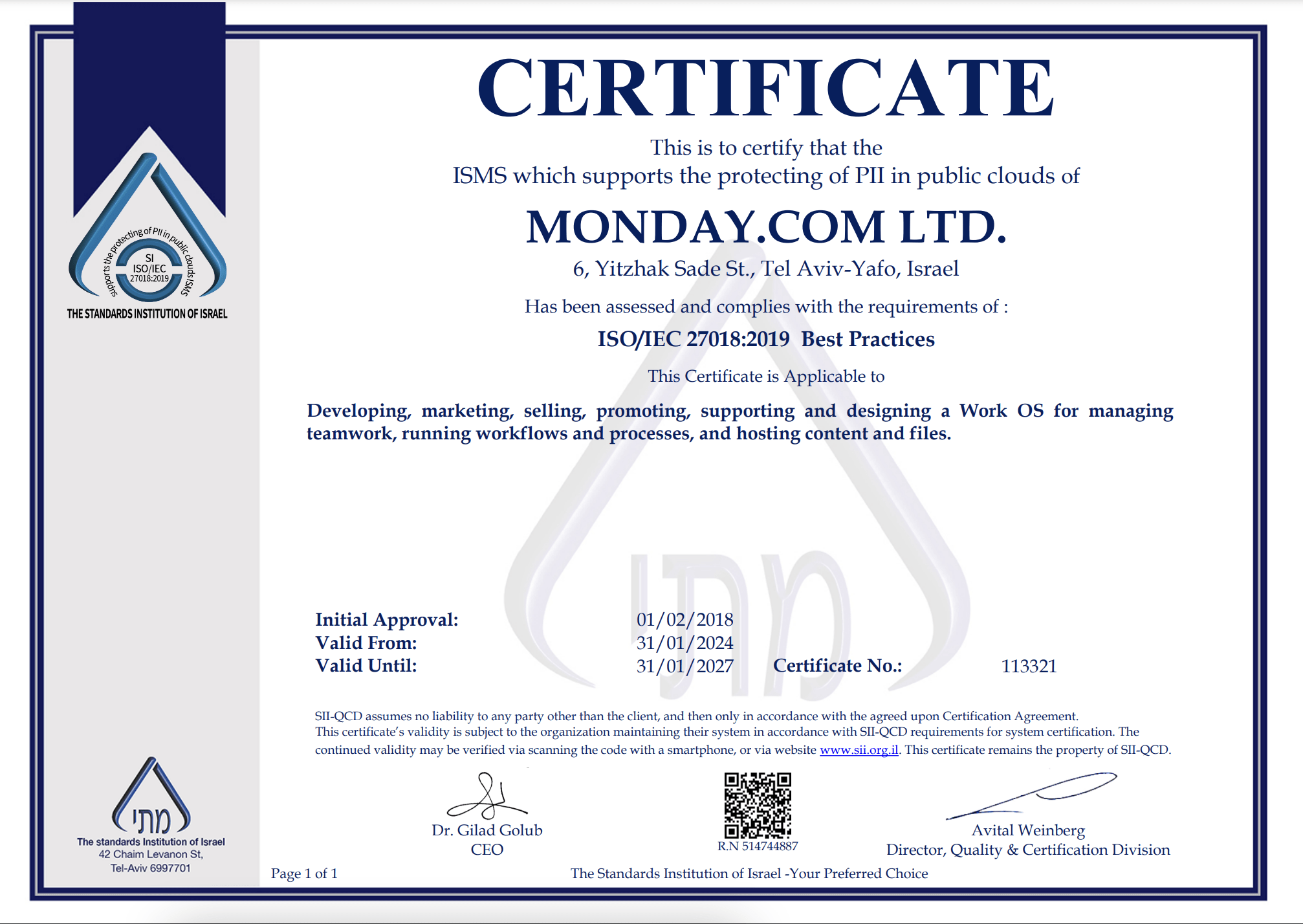 MONDAY.COM LTD 27018